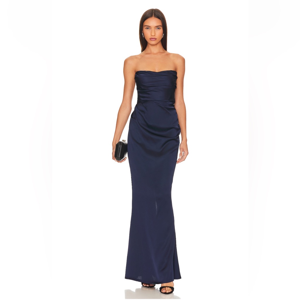 Nookie, Emelie Strapless Gown In Navy Size 2, Worn Once